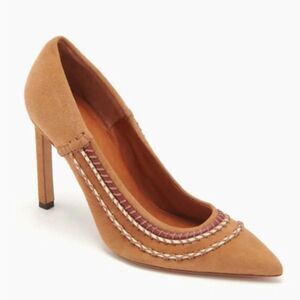 Ulla Johnson Blanca Whipstitch brown suede heels.  Lux boho 38/7.5 8  NEW